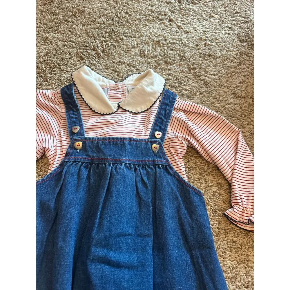Vtg Raggedy Ann embroidered jumper set